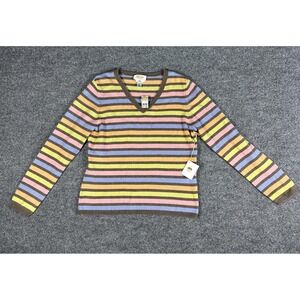 Talbots Sweater Womens Petite Medium Striped Cashmere Luxury Old Money Preppy